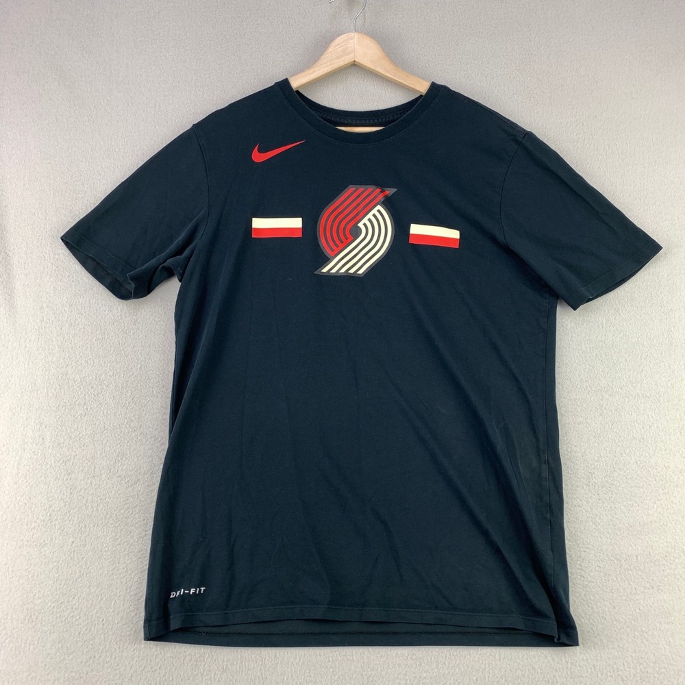 Portland Trailblazers Nike T-Shirt Men Medium Black Logo Graphic Performance Tee